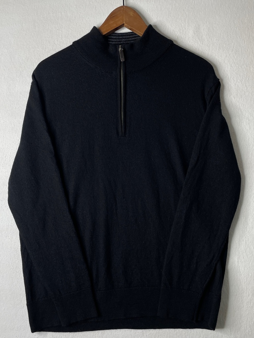 Untuckit Quarter Zip Sweater Mens XL Black Merino Wool Long Sleeve Layering Work
